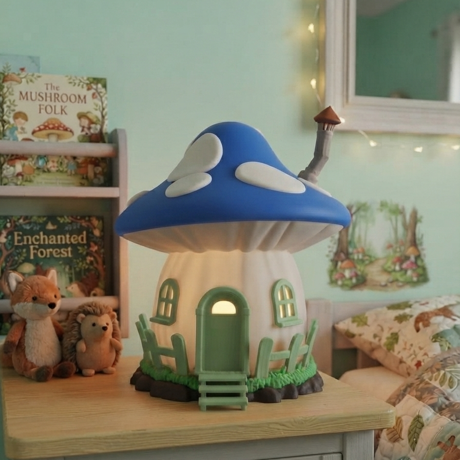 Luminária Casa Cogumelo Infantil | 3 Tonalidades de Luz