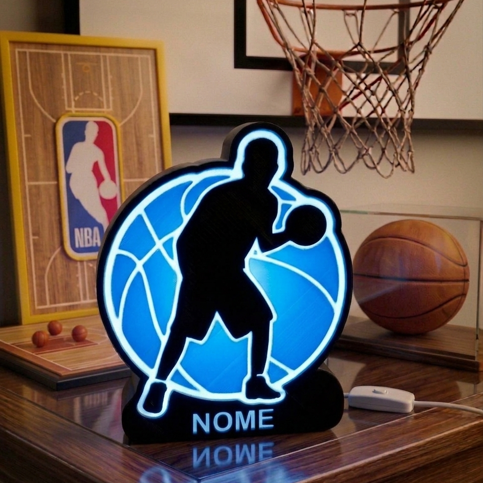🏀 Luminária Basketball Masculino - Design Exclusivo Personalizável!