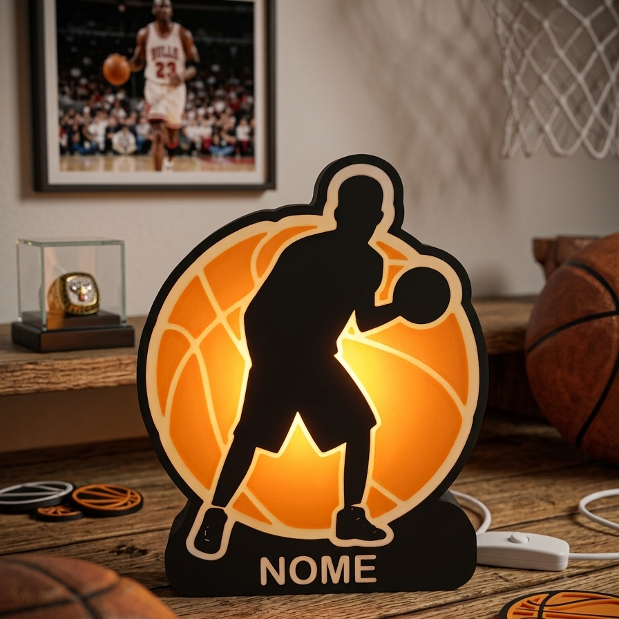 🏀 Luminária Basketball Masculino - Design Exclusivo Personalizável!