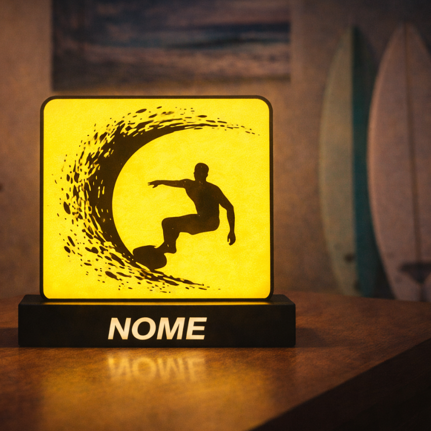 🌊 Luminária "Soul Surfer" – Design Exclusivo Personalizável!