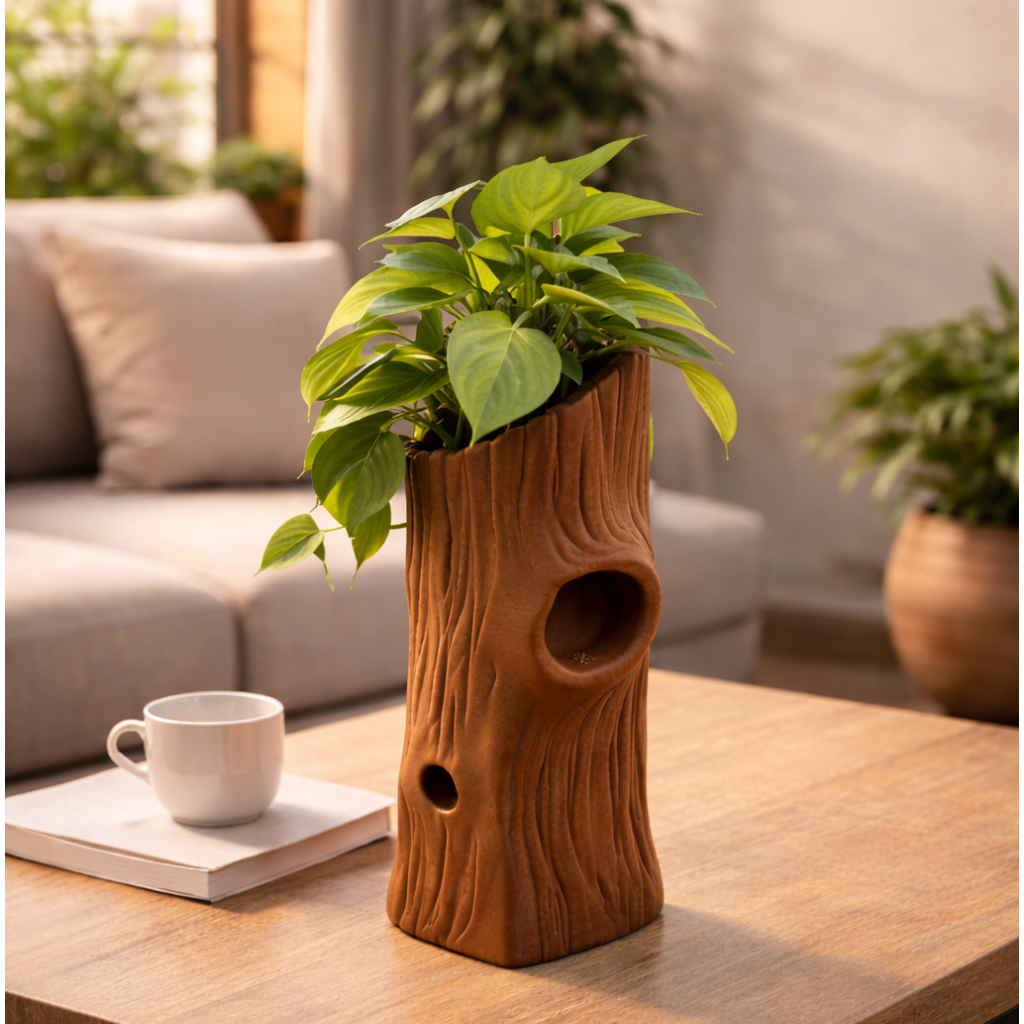 Vaso Decorativo Tronco Orgânico para Plantas | Design Premium Moderno