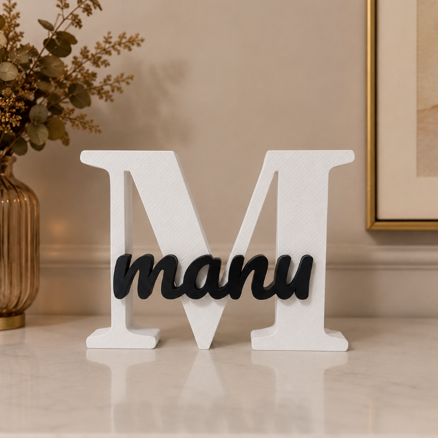 🔤 Letra Decorativa Personalizada com Nome - Impressão 3D Dual-Tone