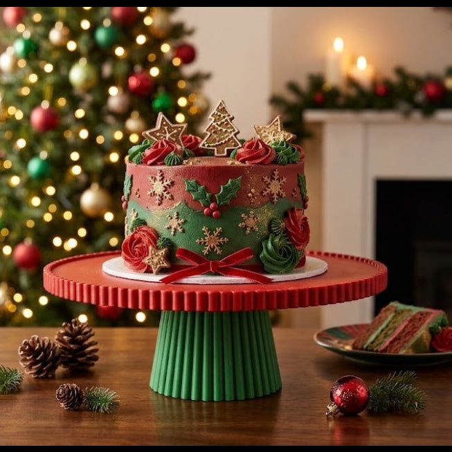 Boleira de Natal Canelada Vermelha e Verde