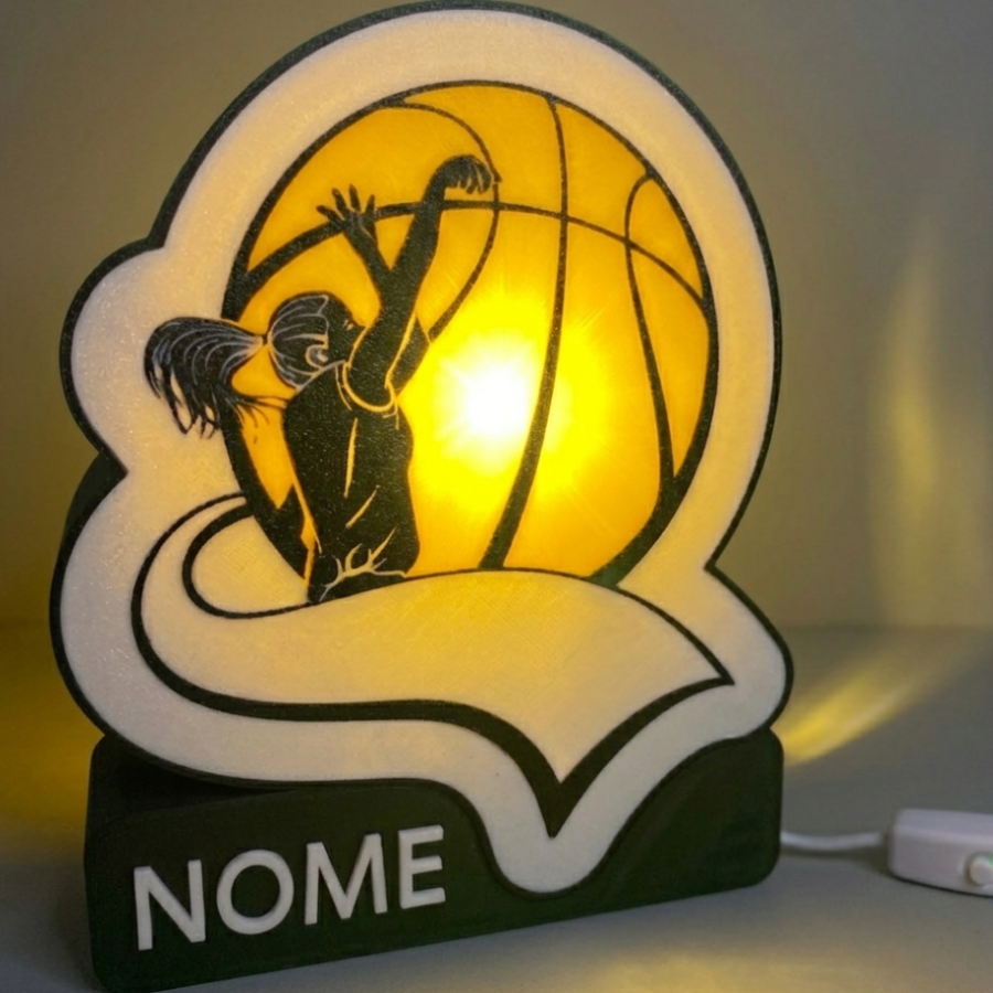 🏀 Luminária Basketball Feminino - Design Exclusivo Personalizável!