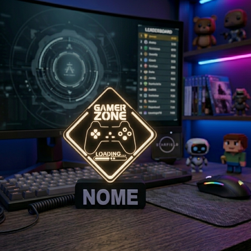 🎮 Gamer Zone – Luminária Premium Personalizável