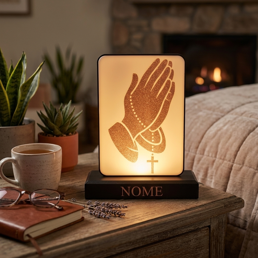 🙏 Luminária "Fé e Devoção" – Design Exclusivo Personalizável