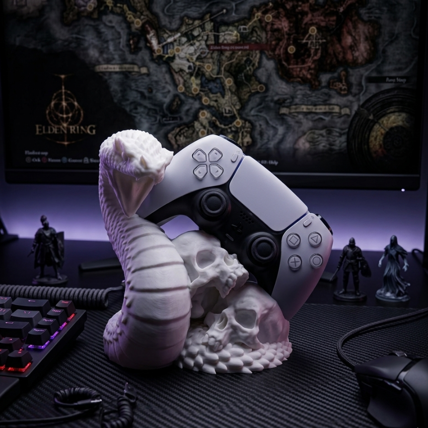 🎮 Suporte para Comando PS5 - Edição Memento Mori (Serpente e Caveiras)!