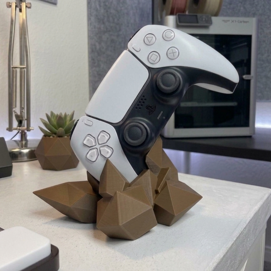 Suporte de Comando PS5 "Crystal Rock" – Edição Geométrica Premium