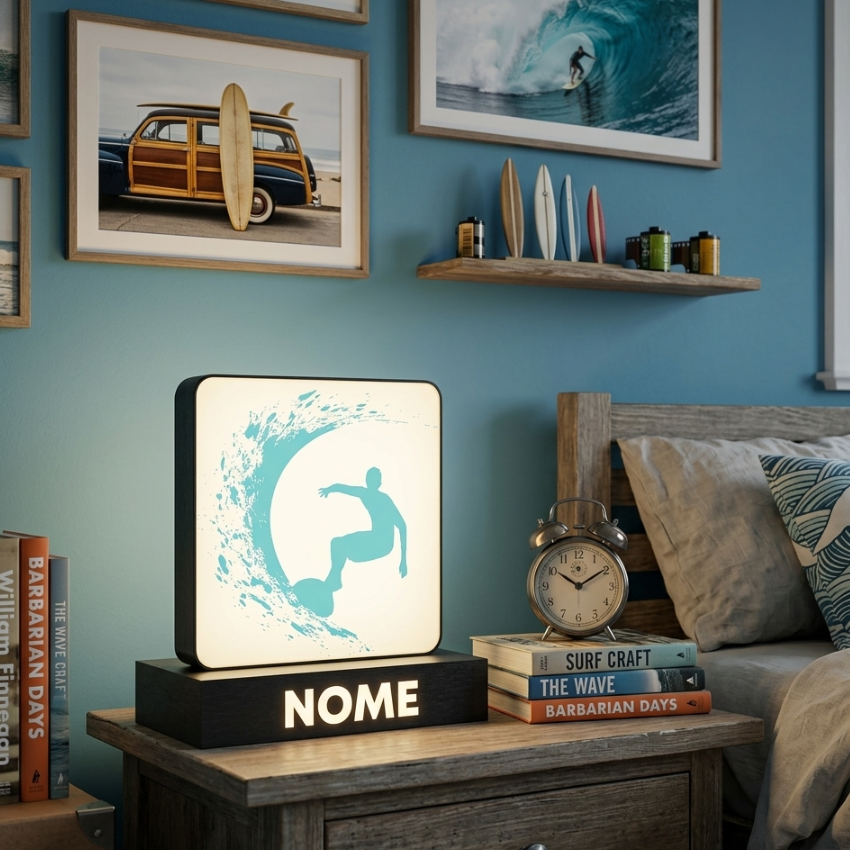 🌊 Luminária "Soul Surfer" – Design Exclusivo Personalizável!