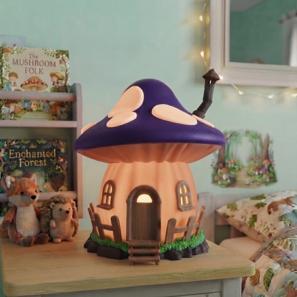 Luminária Casa Cogumelo Infantil | 3 Tonalidades de Luz