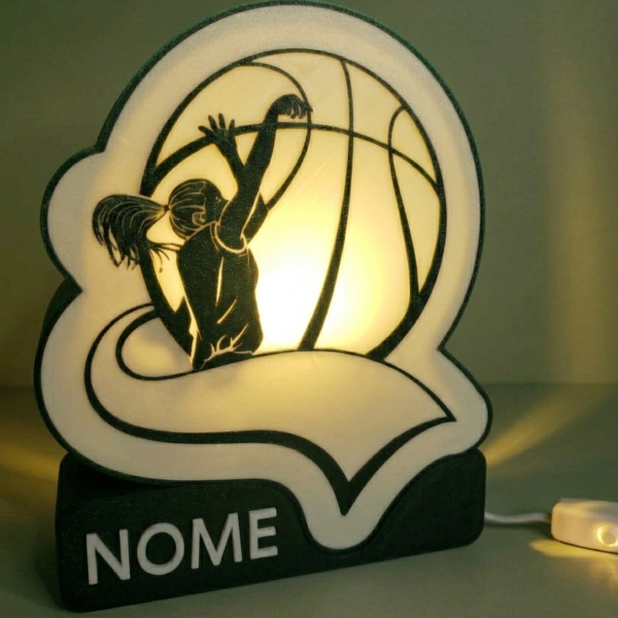 🏀 Luminária Basketball Feminino - Design Exclusivo Personalizável!
