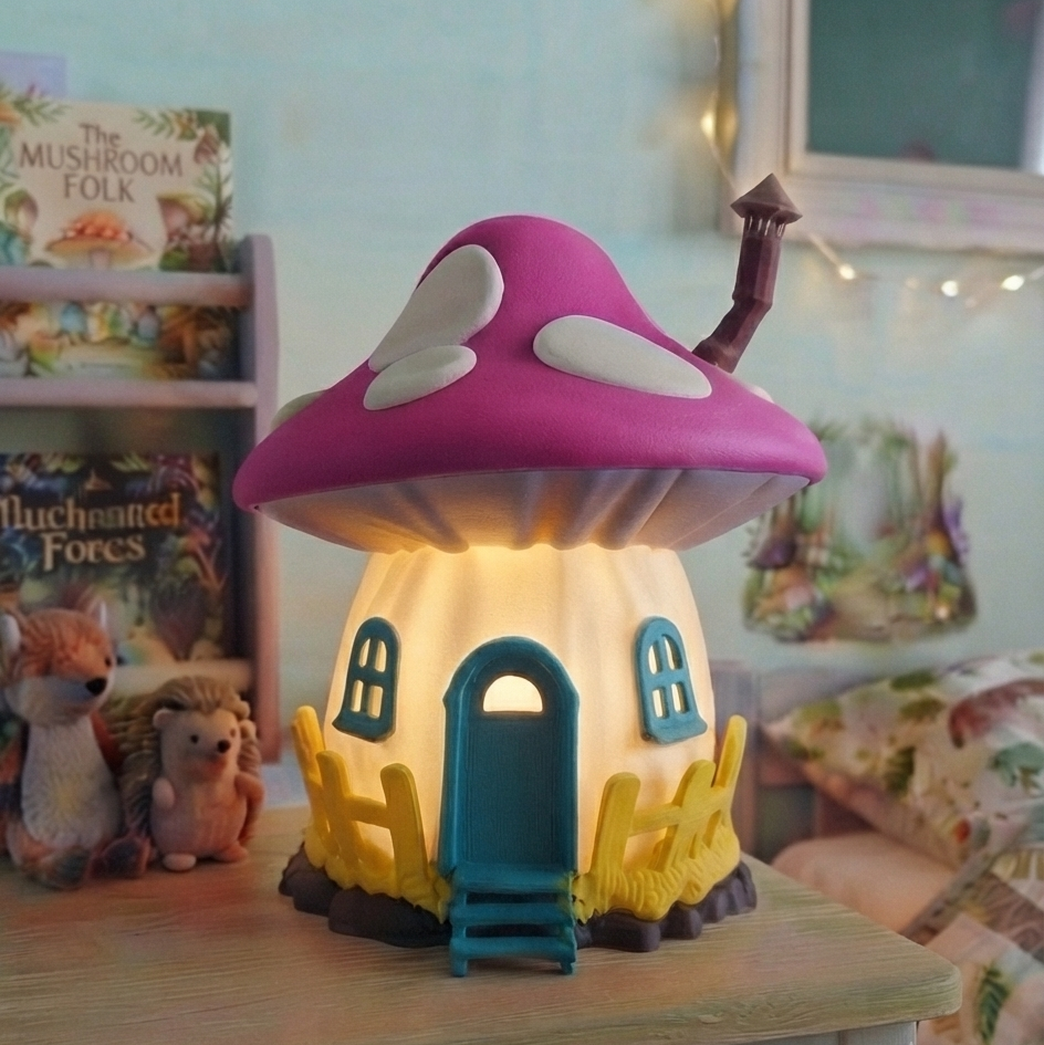 Luminária Casa Cogumelo Infantil | 3 Tonalidades de Luz