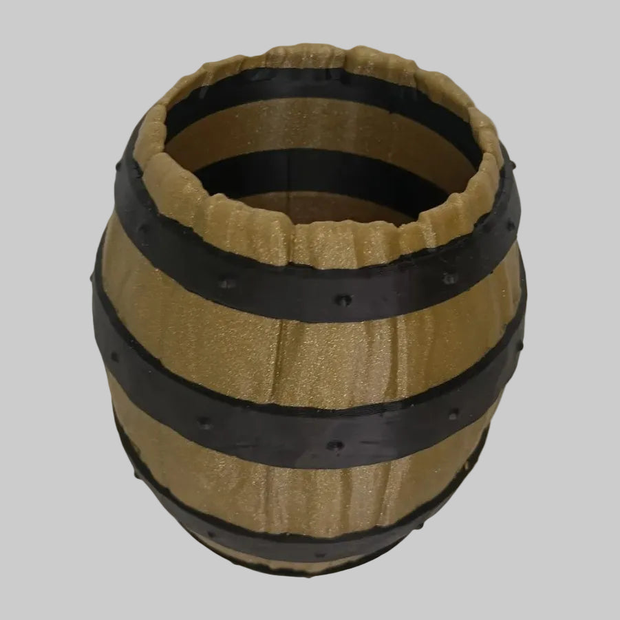 🏴‍☠️ Porta Canetas "Barril Rústico Pirata" - Organizador de Mesa Temático (Dual-Tone)!