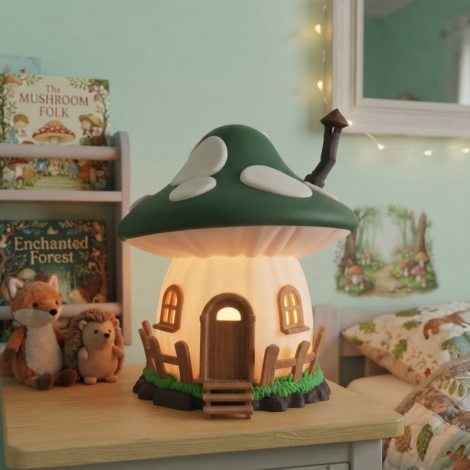 Luminária Casa Cogumelo Infantil | 3 Tonalidades de Luz