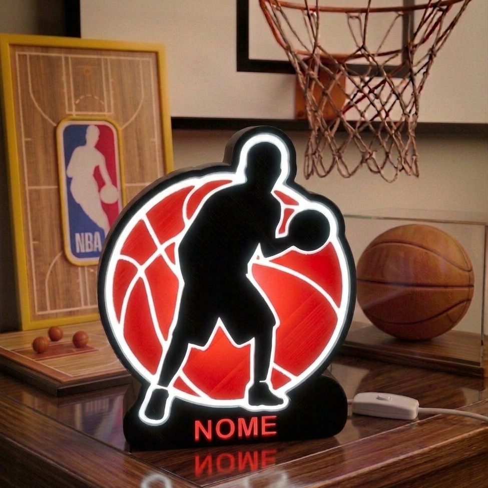 🏀 Luminária Basketball Masculino - Design Exclusivo Personalizável!