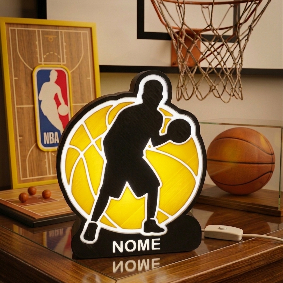 🏀 Luminária Basketball Masculino - Design Exclusivo Personalizável!