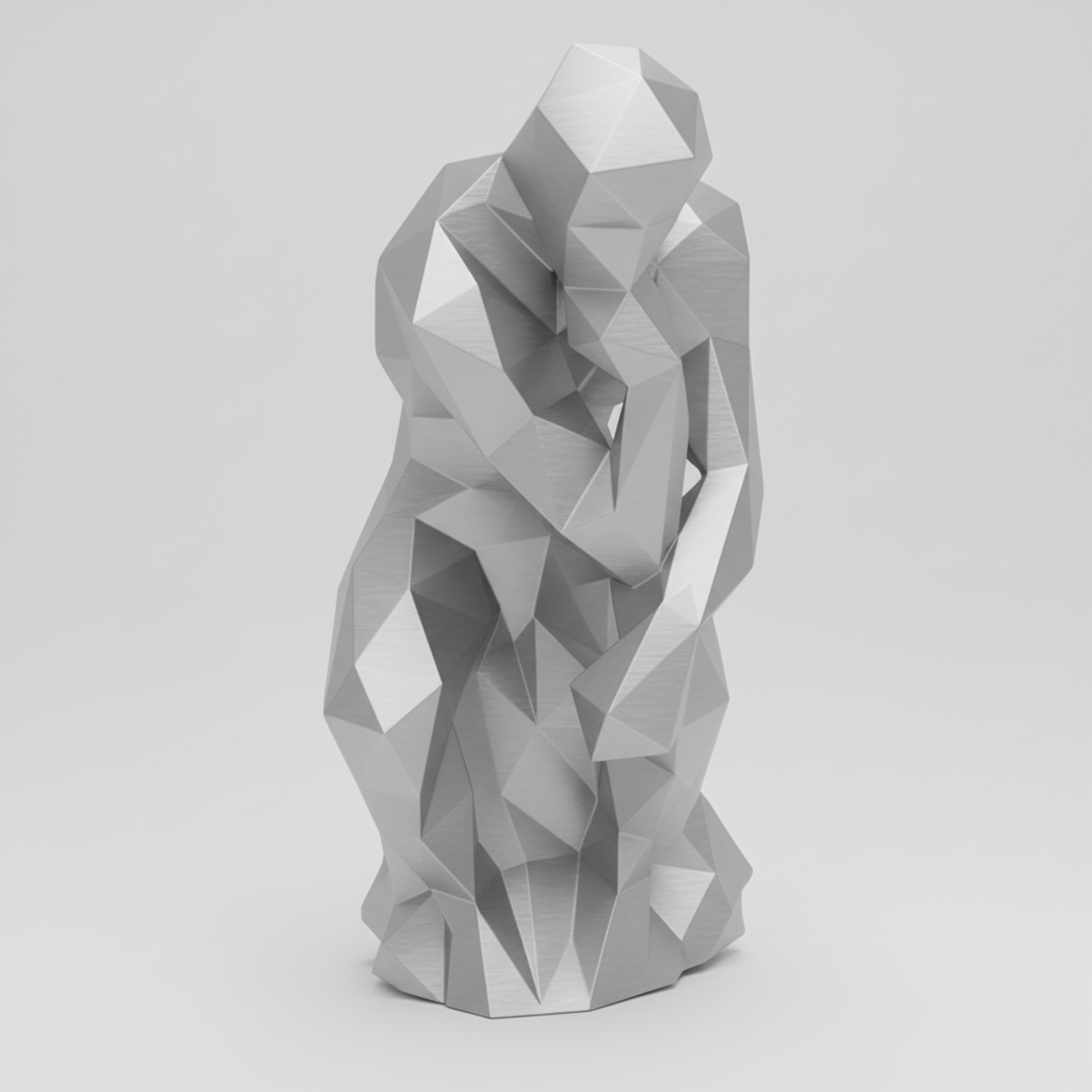 Estátua "O Pensador" Estilo Low Poly - Decoração Moderna