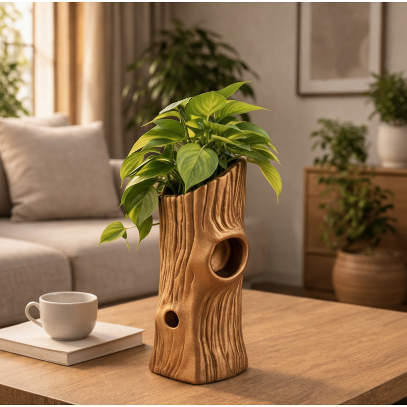 Vaso Decorativo Tronco Orgânico para Plantas | Design Premium Moderno