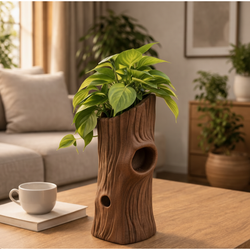 Vaso Decorativo Tronco Orgânico para Plantas | Design Premium Moderno