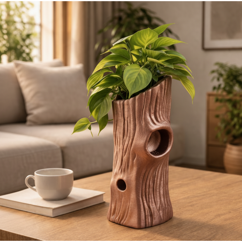 Vaso Decorativo Tronco Orgânico para Plantas | Design Premium Moderno