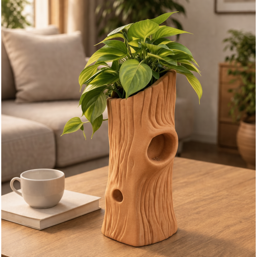 Vaso Decorativo Tronco Orgânico para Plantas | Design Premium Moderno